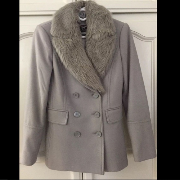 Armani Exchange Faux Fur Collar Peacoat - Picture 1 of 6